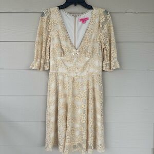 Betsey Johnson Cream Lace Dress - Size 10